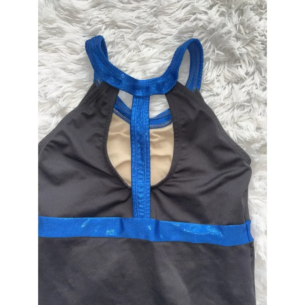 GK Shawn Johnson Girls Sz. L Dance/Gymnastics Black/blue Tank. Great Cond
